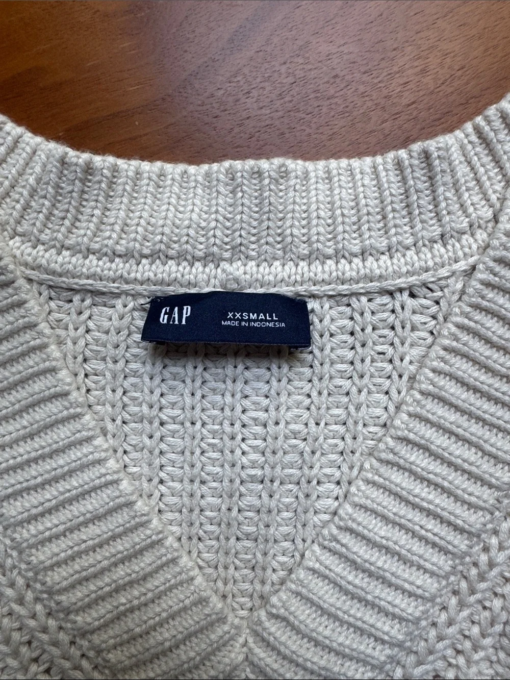 GAP Cream Knit V-Neck Sweater Vest